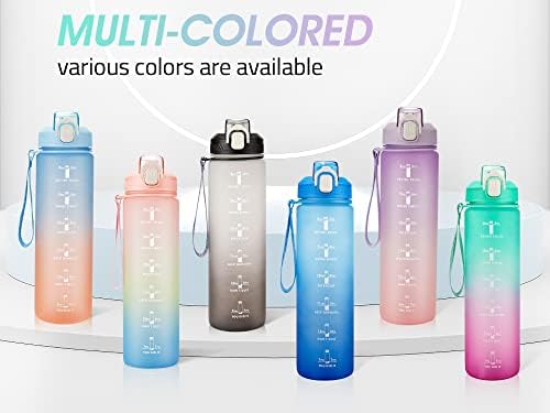 Motivational Water Bottle with Time Marker- 32oz Water Bottles with Times to Drink, Leakproof & BPA Free Sports Water Bottle with Straw & Carry Strap for Fitness, Gym, and Outdoor Sports - Image 7