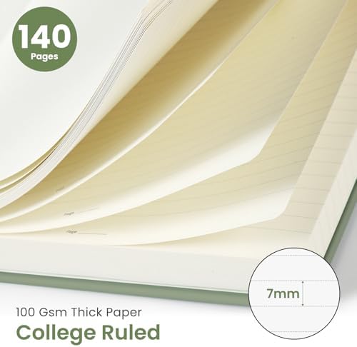 Lined Spiral Journal Notebook for Women & Men, 140 Pages, College Ruled Hardcover Notebook for Work & Note Taking, Journals for Writing, A5(6"x8") - Green - Image 2