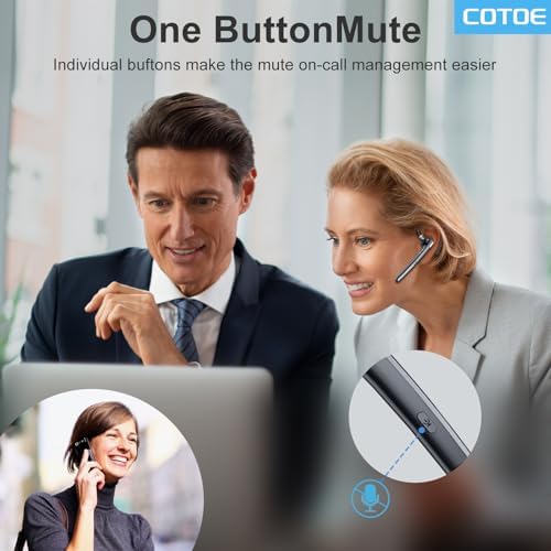 Bluetooth Headset V5.3, Wireless Earpiece with 500mAh Charging Case Hand-Free Headphones Noise Canceling Mic for Office/Driving/Business - Image 3