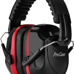 ProCase Noise Reduction Ear Muffs, Sound Proof Ear Protection, NRR 28dB Noise Cancelling Headphones for Adults Kids Autism, Hearing Protection for Shooting Gun Range Mowing -Red