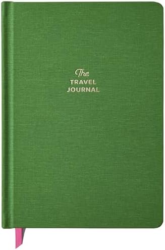 Kunitsa Co. Travel Journal - Guided Notebook for Travelers to Plan & Reflect on Vacations & Trips. Keepsake Travel Gift, Basil Green
