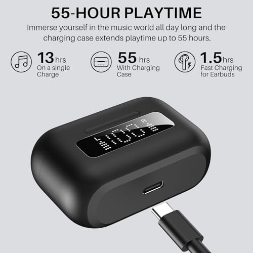 TOZO Hybrid Active Noise Cancelling Wireless Earbuds with 6 Mics AI Clear Call Ear Buds 55H Playtime with LED Display 32 Preset EQs via APP Bluetooth 5.3 IPX8 Waterproof in Ear Headphones - Image 5