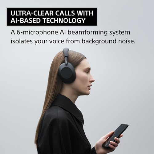 Sony WH-1000XM6 The Best Wireless Noise Canceling Headphones, HD NC Processor QN3, 12 Microphones, Adaptive NC Optimizer, Mastered by Engineers, Studio-Quality, 30-Hour Battery, Black - Image 5