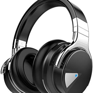 Silensys E7 Active Noise Cancelling Headphones Bluetooth Headphones with Microphone Deep Bass Wireless Headphones Over Ear, Comfortable Protein Earpads, 30 Hours Playtime for Travel/Work, Black