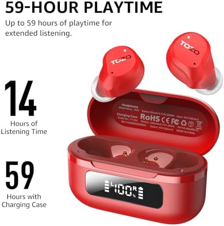 TOZO Hybrid Active Noise Cancelling Wireless Earbuds, 6 Mics ENC Clear Call, IPX8 Waterproof, in Ear Bluetooth 5.3 Headphones Stereo Bass Ear Buds 59H Playtime with LED Display 32 EQs via APP - Image 5