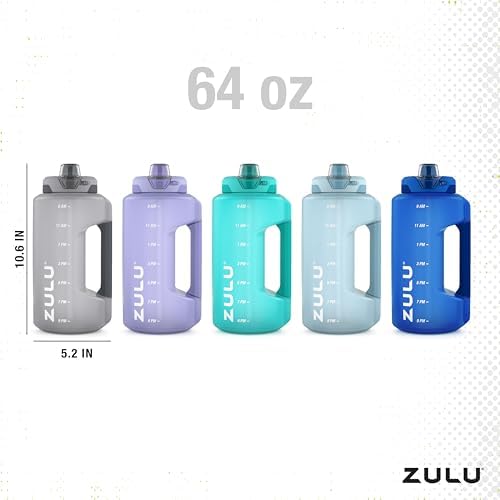 ZULU Goals Large Water Bottle Jug with Time Marker & Handle for All Day Hydration | Silicone Soft Straw with Locking Leak-Proof Lid | For Gym, Camping, Workout, and Outdoors | BPA-Free | 64oz, 128oz - Image 4