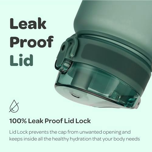 Hydracy Water Bottle with Time Marker -Large BPA Free Water Bottle & No Sweat Sleeve -Leak Proof Gym Bottle with Fruit Infuser Strainer & Times to Drink -Ideal for Fitness Sports & Outdoors - Image 4