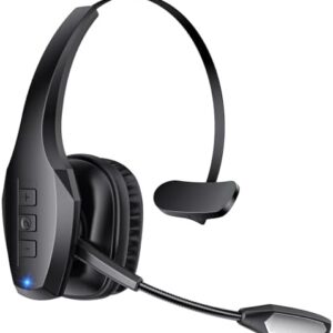 Trucker Bluetooth Headset, Wireless Headset with Mic, Bluetooth Headsets with Dual Noise Cancelling Microphone & Mute Button, 55Hrs Working Time PC Headsets for Cell Phones, Computer, Truck Driver