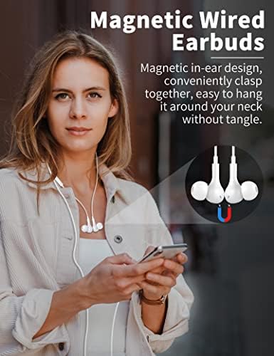 USB C Headphone for Samsung S23 FE S22 S21 S20 A53 A54 Wired Earbuds Magnetic in-Ear Type C Earphone with Microphone Volume Control Bass Stereo Noise Canceling for iPhone 15 Pro Max Pixel 6 6a 7a 8 5 - Image 2