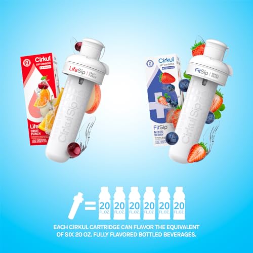 Cirkul 22oz. BPA-Free Plastic Water Bottle Starter Kit with Blue Lid, 2 Flavor Cartridges (1 LifeSip Fruit Punch, 1 FitSip Mixed Berry) Zero Calories and No Sugar - Image 4