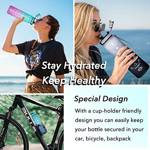 Enerbone Water Bottle, Leakproof BPA & Toxic Free, Motivational Water Bottle with Times to Drink and Straw, Fitness Sports Water Bottle with Strap for Office, Gym, Outdoor Sports - Image 7