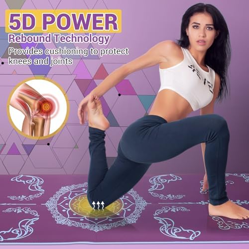 Avoalre Foldable Travel Yoga Mat Print | 5mm &6mm Thick Large Pilates Mat | Non-Slip High Density Floor Exercise Mat for Home Workout | Eco-Friendly Folding Fitness Mat for Women Men with Carrying Bag - Image 4