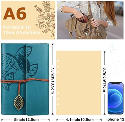 Chinco 5 Pcs Journal Notebook Travel Refillable Leather Diary Leather Vintage Writing Journal Travel Business Work Notebook Gifts Bulk For Women Men With Blank Pages And Retro Pendants, 7 X 5 In - Image 2