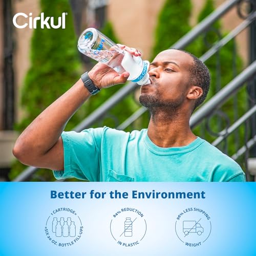 Cirkul 22oz. BPA-Free Plastic Water Bottle Starter Kit with Blue Lid, 2 Flavor Cartridges (1 LifeSip Fruit Punch, 1 FitSip Mixed Berry) Zero Calories and No Sugar - Image 8