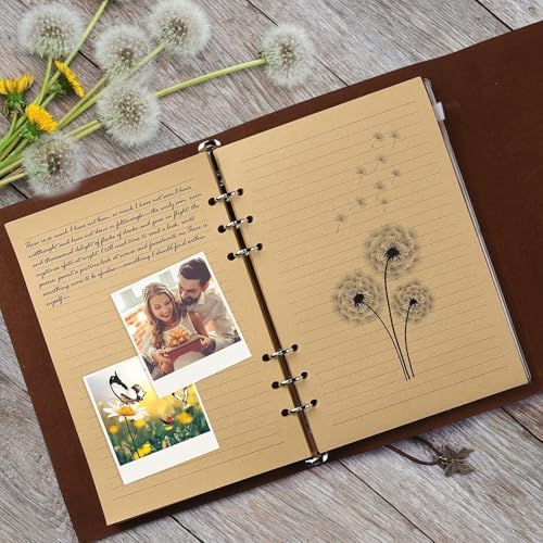 OMEYA Leather Journal Notebook, Refillable Writing Journal Diary Planner,Gifts For Women,Men, Girls, Sister, Friends (Blue, A5-9.3''×6.3'') - Image 3