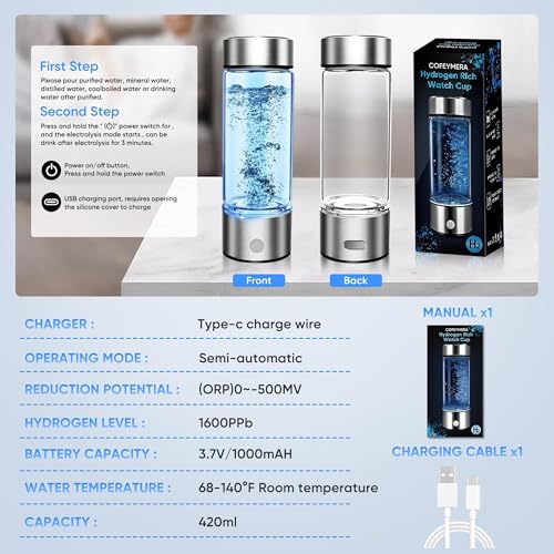 Upgraded Hydrogen Water Bottle Generator - Portable Rechargeable Hydrogen-Rich Water Machine, Rapid 3-Min for Enhanced Water Quality, Premium Travel-Friendly Design with SPE/PEM Tech (Silver) - Image 7