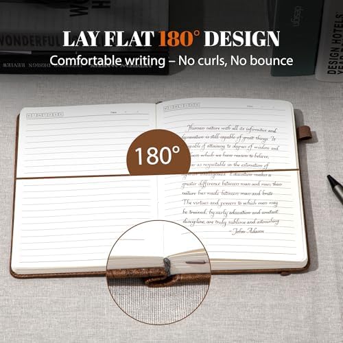 CAGIE Lined Journal for Men Women, Tree Growth Ring Leather Bound Journal Notebook, 256 Pages 100 GSM Journals for Writing, A5 Hardcover Journaling Notebooks for Work, Note Taking - Image 3