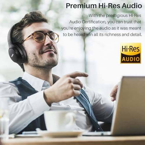 TOZO HT2 Hybrid Active Noise Cancelling Headphones, Wireless Over Ear Bluetooth Headset, 60H Playtime, Hi-Res Audio Custom EQ via App Deep Bass Comfort Fit Ear Cups, for Home Office Travel Black - Image 2