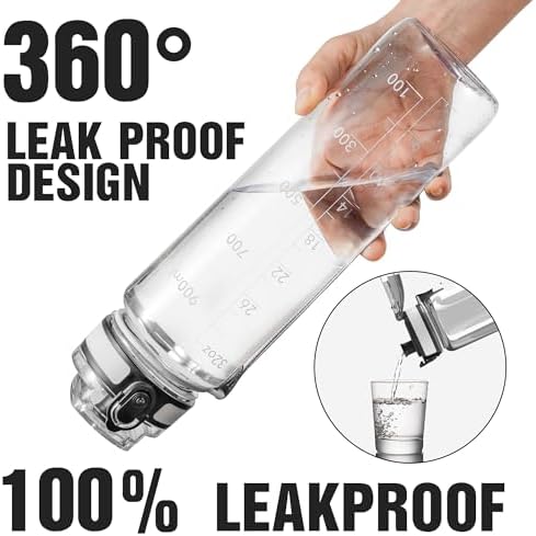 OLDLEY Water Bottle, 32oz Motivational Sports Water Bottle with Time Marker - Times to Drink - Tritan, BPA Free, Wide Mouth Leakproof, Clear (1 Bottle) - Image 8