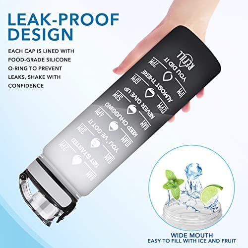 Enerbone Water Bottle, Leakproof BPA & Toxic Free, Motivational Water Bottle with Times to Drink and Straw, Fitness Sports Water Bottle with Strap for Office, Gym, Outdoor Sports - Image 6
