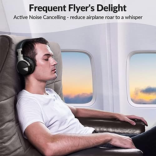 Silensys E7 Active Noise Cancelling Headphones Bluetooth Headphones with Microphone Deep Bass Wireless Headphones Over Ear, Comfortable Protein Earpads, 30 Hours Playtime for Travel/Work, Black - Image 3