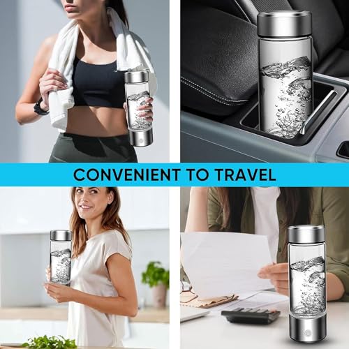 Hydrogen Water Bottle Generator, Portable Hydrogen Water Ionizer Machine Rechargeable,Hydrogen Rich Water Glass Health Cup for Travel 420ml Gift for Friends/Women/Men/Mom/Father/Grandpa/Grandma - Image 7