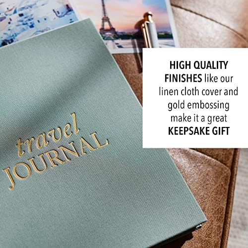 DUNCAN & STONE PAPER CO. Travel Journals - Elegant Journaling Notebook To Record All Your Travel Fun, & More - 110 Page Linen Hardcover Journal For Up To 15 Trips (Sage Green) - Image 4