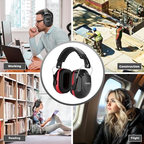 ProCase Noise Reduction Ear Muffs, Sound Proof Ear Protection, NRR 28dB Noise Cancelling Headphones for Adults Kids Autism, Hearing Protection for Shooting Gun Range Mowing -Red - Image 7