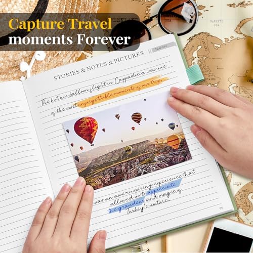 Travel Journal for Women, Adventure Book for 20 Trips, Travelling Planner Notebook Diary for Traveler, Vocation Planner, Travel Gifts(126 Pages, Light Green) - Image 5