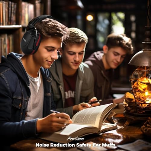 ProCase Noise Reduction Ear Muffs, Sound Proof Ear Protection, NRR 28dB Noise Cancelling Headphones for Adults Kids Autism, Hearing Protection for Shooting Gun Range Mowing -Red - Image 4