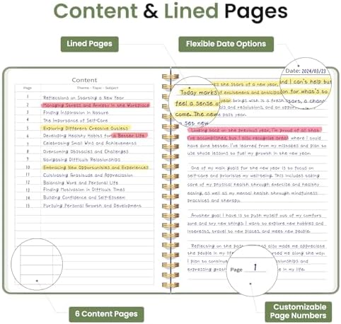 Lined Spiral Journal Notebook for Women & Men, 140 Pages, College Ruled Hardcover Notebook for Work & Note Taking, Journals for Writing, A5(6"x8") - Green - Image 3
