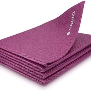Navaris Foldable Yoga Mat for Travel - 1/8 inch (4mm) Thick Exercise Mat for Yoga, Pilates, Workout, Gym, Fitness - Non-Slip Folding Thin Portable Mat