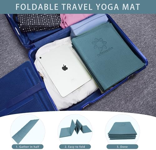 4mm Thick Yoga Mat - Foldable Pilates Mat for Travel, Easy to Carry to Class, Beach & Park - Tear-Resistant, Lightweight for Picnics - Forest Green - Image 6