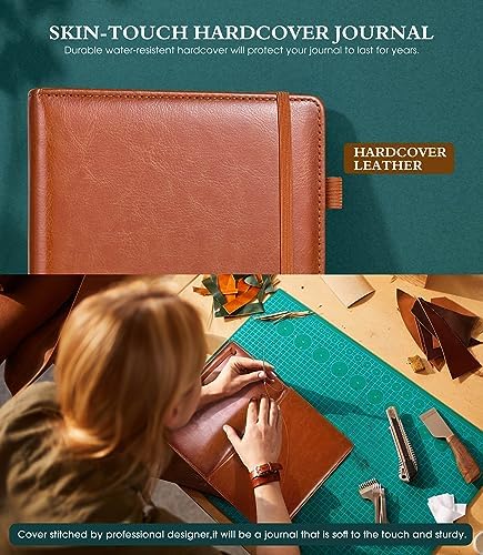 Lined Journal Notebook for Writing, A5 100 GSM Thick Paper, Leather Hardcover Journal for Woman Men, Travel Journal Diary 160 Pages(5.75'' X 8.38''Brown) - Image 2