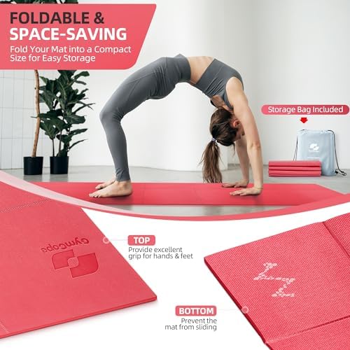 Foldable Yoga Mat for Travel, 68"x24" Folding Travel Gym Mat for Women Yoga Studio, Packable and Portable Pilates Mat with Storage Bag Easy to Carry, Lightweight Travel Workout Mat, 2mm/4mm - Image 6