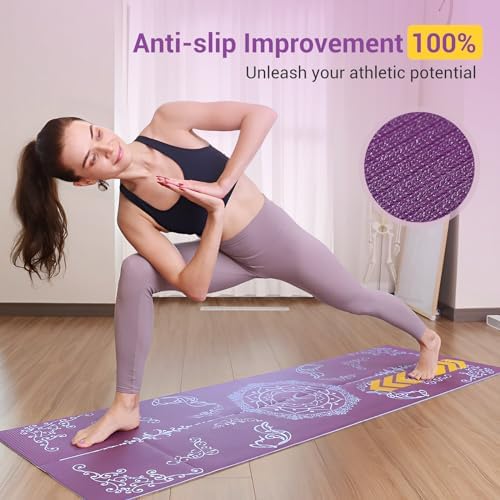 Avoalre Foldable Travel Yoga Mat Print | 5mm &6mm Thick Large Pilates Mat | Non-Slip High Density Floor Exercise Mat for Home Workout | Eco-Friendly Folding Fitness Mat for Women Men with Carrying Bag - Image 3