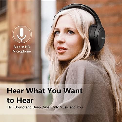 RUNOLIM Hybrid Active Noise Cancelling Headphones, Wireless Over Ear Bluetooth Headphones with Microphone, 70H Playtime, Foldable Headphone with HiFi Audio, Deep Bass for Home Travel Office - Image 7