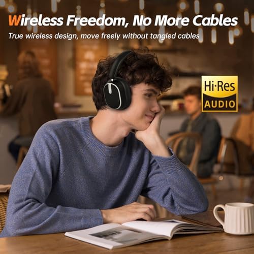 Hybrid Active Noise Cancelling Headphones, Wireless Over Ear Bluetooth Headphones, Foldable Wireless Headset, 60H Playtime, Hi-Res Audio, Deep Bass, Memory Foam Ear Cups, Perfect for Travel & Office - Image 7