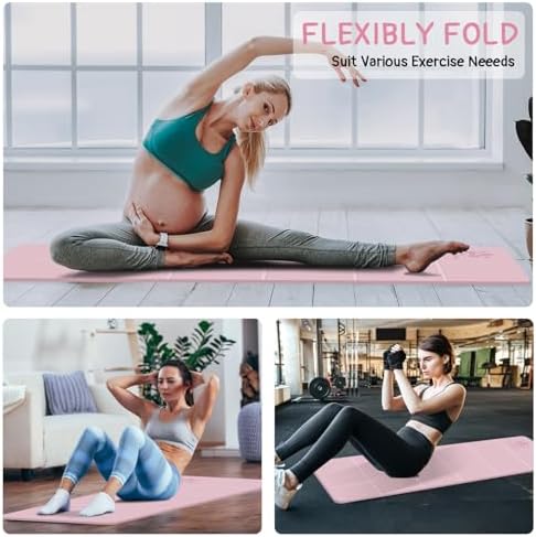 Foldable Yoga Mat for Travel -72''x24'' Portable 6mm/8mm Thick Fitness&Exercise Mat with Storage Bag, Non-Slip TPE Folding Workout Mat for Yoga, Pilates, Stretching, Home Fitness - Image 5