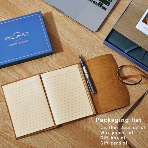 Leather Journal Notebook - Genuine Leather Journals for Writing 260 Pages 5x7.1 Inches Vintage Journal For Man and Women Gifts For Man Artist,Travel Journal,Brown - Image 2