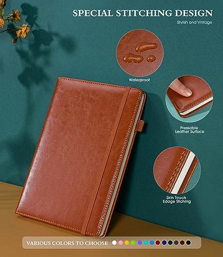 Lined Journal Notebook for Writing, A5 100 GSM Thick Paper, Leather Hardcover Journal for Woman Men, Travel Journal Diary 160 Pages(5.75'' X 8.38''Brown) - Image 3