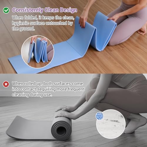 Avoalre Foldable Travel Yoga Mat Print | 5mm &6mm Thick Large Pilates Mat | Non-Slip High Density Floor Exercise Mat for Home Workout | Eco-Friendly Folding Fitness Mat for Women Men with Carrying Bag - Image 6