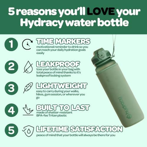 Hydracy Water Bottle with Time Marker -Large BPA Free Water Bottle & No Sweat Sleeve -Leak Proof Gym Bottle with Fruit Infuser Strainer & Times to Drink -Ideal for Fitness Sports & Outdoors - Image 2