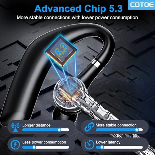 Bluetooth Headset V5.3, Wireless Earpiece with 500mAh Charging Case Hand-Free Headphones Noise Canceling Mic for Office/Driving/Business - Image 6