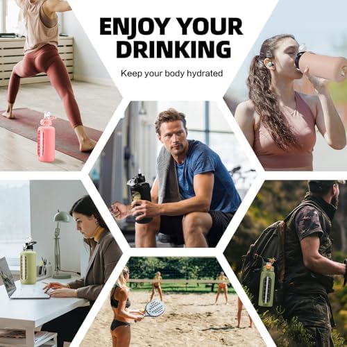 64 oz Glass Water Bolttles with Straw Half Gallon Large Motivational Water Bottle with Time Marker Sports Water Bottles with Silicone Sleeve and Handle Lid Water Jug for Gym Workout - Image 6