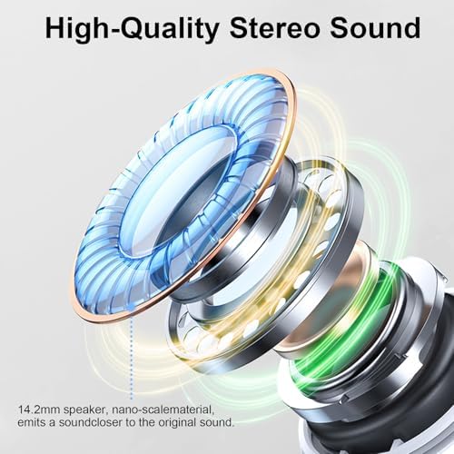 Wireless Earbuds, 2025 Bluetooth 5.4 Headphone 3D Bass Hi-Fi Stereo Ear Buds, 4 ENC Noise Cancelling Mic, 40H 3g USB-C in-Ear Earphone, IP7 Waterproof Workout Sport for Laptop Pad Android iOS, White - Image 3