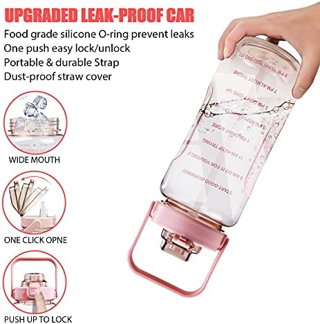 Half Gallon Water Bottle with Sleeve, 64OZ Motivational Water Bottle with Straw & Time Marker, BPA Free Leakproof Gym for Sport Workout - Image 5