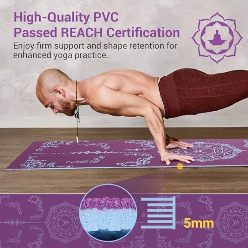 Avoalre Foldable Travel Yoga Mat Print | 5mm &6mm Thick Large Pilates Mat | Non-Slip High Density Floor Exercise Mat for Home Workout | Eco-Friendly Folding Fitness Mat for Women Men with Carrying Bag - Image 5