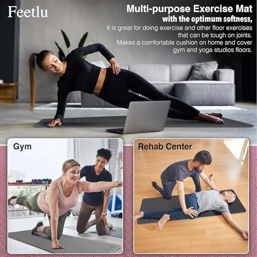 Extra Thick Exercise Yoga Mat with Strap - 2/5 Inch (10MM), Non-Slip Workout Mat for Yoga, Pilates, and Floor Exercises - Image 6