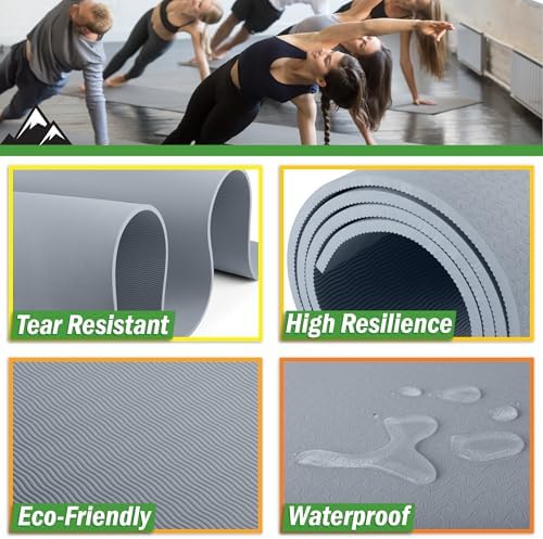 Large Yoga Mat - 6’x4’ Wide Exercise Mat - 8mm Thick Non-Slip Workout Mat - Image 2